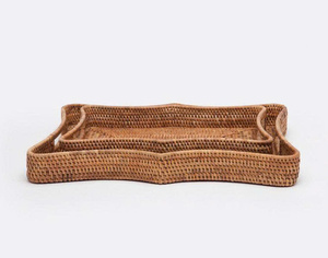 Elegante Juego de Bandejas Cuadradas de Mimbre, Bandeja Decorativa de Mimbre Natural, Duradera, Ecológica, Ligera, Elegante Organizador para el Hogar - Product Image 2