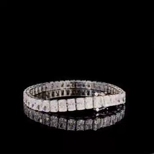 14k White Gold Geometric Cushion Cut Diamond Tennis Bracelet Unisex Classic Style Jewelry Wedding Anniversary Engagement <b>Gift</b> - Product Image 3