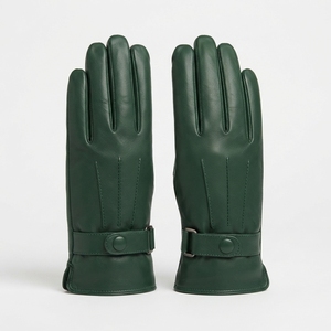 Gants en cuir de chèvre noir pour homme, personnalisés, chauds pour l'hiver, pour la conduite de moto, le ski, les sports de plein air - Product Image 2