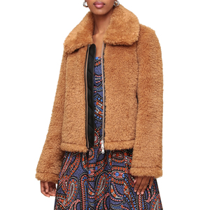 Veste polaire Sherpa pour femme, entièrement zippée, chaude, en polaire Teddy, manteau d'hiver à col montant, fabrication OEM ODM sur mesure, vente en gros - Product Image 1
