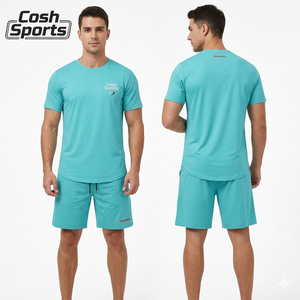 Ensemble de 2 pièces pour homme, style streetwear urbain d'été, style minimaliste, ensemble court léger et respirant, vêtements décontractés - Product Image 4