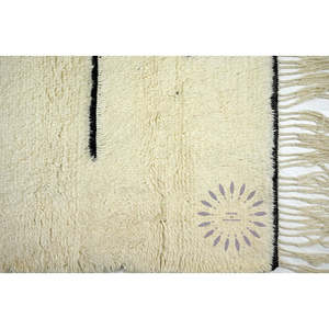 ชุดพรมขนสัตว์แบบแอบสแตรกต์สไตล์โมร็อกโกทันสมัยขนาด42 "สีดำงาช้างสำหรับพื้นที่อยู่อาศัยและห้องนอน - Product Image 3