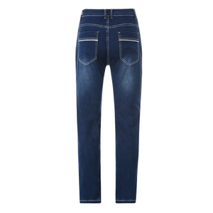Jean en denim bleu slim fit pour homme, en coton stretch, coupe droite, pantalon décontracté, effet usé, pantalon de mode, vêtement de travail durable - Product Image 5
