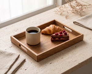 Plateau rectangulaire portable en bois, style classique, pour usage commercial et domestique, cuisine, salon, tasses à thé, barbecue, petit-déjeuner >501ml - Product Image 3