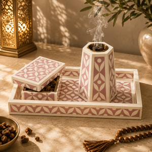 Premium Bone Inlay Bakhoor Burner Set with Tray & Storage <b>Box</b> Black Resin Arabic Incense Burner Oud Burner Home Decor <b>Eid</b> <b>Gift</b> - Product Image 4