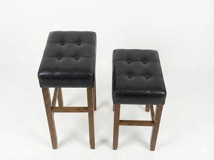 Ensemble de 2 tabourets de bar et de comptoir en cuir PU, ensemble de tabourets capitonnés en cuir PU, ensemble de tabourets rembourrés en PU avec structure en bois massif, hauteur bar et comptoir - Product Image 3