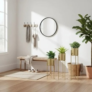 Jardinière en fer Meena avec support, design mandala coloré, décoration de jardin extérieur - Product Image 3