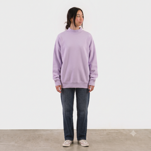 Custom Embroidered Streetwear Soft Cotton Mockneck Crewneck <b>Pullover</b> Sweater <b>Jumper</b> Fleece Oversized Women Mock Neck Sweatshirt - Product Image 1