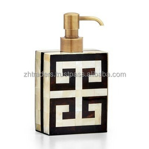 Home Hotel Bathroom Mother of Pearl Hand <b>Wash</b> <b>Soap</b> Pump Dispenser Handmade Enamel Metal Liquid <b>Soap</b> Dispenser - Product Image 1