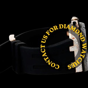 Reloj de Lujo con Diamantes Moissanite, Caja Redonda, Esfera Cronógrafo con Fecha Automática, Correa de Goma Negra, Regalo de Aniversario para Él - Product Image 4