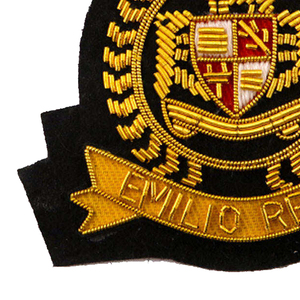 Custom Embroidered Patch <b>Sew</b>-<b>On</b> Irregular Shape Fabric <b>Badge</b> With Crown And Shield Design - Product Image 6