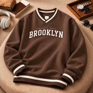 เสื้อสเวตเชิ้ตคอวีทรงหลวมสำหรับผู้ชาย แบรนด์ Brooklyn Athletic Dept ผ้าฝ้ายเฟรนช์เทอร์รี่ สวมใส่สบายๆ สำหรับฤดูใบไม้ร่วง ระบายอากาศได้ดี - Product Image 6