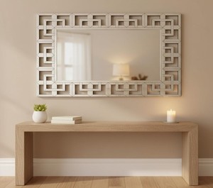 <b>Silver</b> Venetian <b>Mirror</b> with Beveled Geometric Edge - Product Image 1