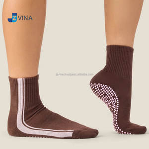 JZVINA Ladies Holiday Style Anti Slip Pilates <b>Socks</b> Knitted Pattern Mid Calf Grip <b>Socks</b> For Yoga Training And Everyday Wear - Product Image 6