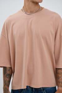 T-shirt surdimensionné personnalisé pour homme, 100% coton, épaules tombantes, streetwear, tee-shirt uni, impression de logo, broderie, chemises pour homme - Product Image 3