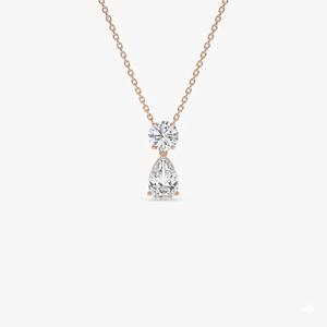 สร้อยคอเพชรเม็ดคู่ทรงหยดน้ำและทรงกลม 1.25 กะรัต เพชรเพาะเลี้ยงคุณภาพสูง DEF Color VS VVS Clarity ตัวเรือนทองคำขาว 14K พร้อมใบรับรอง GIA - Product Image 3