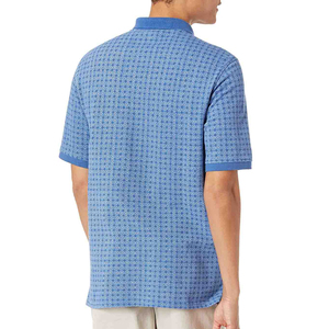 Harry Johnson Production Men's <b>Blue</b> Geometric Print Short Sleeve <b>Polo</b> <b>Shirt</b> Knitted Cotton Casual Breathable Regular Fit - Product Image 3