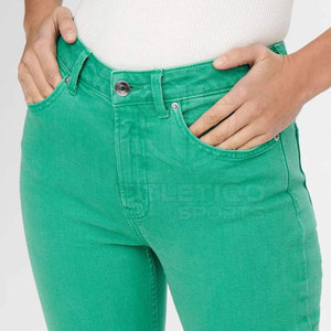 Jeans Rectos Casuales para Mujer, Diseño Personalizado con su Propio Logotipo, 100% Algodón Ecológico, Teñido Liso, Cómodos para Verano - Product Image 4