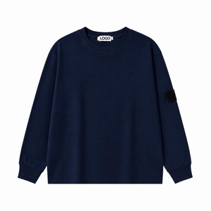 เสื้อสเวตเชิ้ตโอเวอร์ไซส์สีพื้น ผ้าถัก 100% คอตตอน ป้องกันขนร่วง น้ำหนัก 320 กรัม ไม่บุซับใน คอกลม แขนยาว สไตล์ลำลอง สำหรับผู้ชาย เหมาะสำหรับฤดูใบไม้ร่วง - Product Image 2