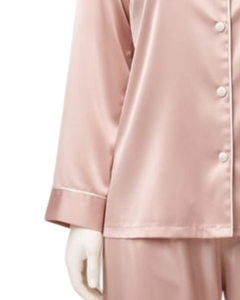 Ensemble de pyjama pour femme en satin noir personnalisé, manches longues, boutonné, style soie, vêtements de nuit, ensemble confortable en deux pièces - Product Image 4