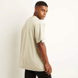 T-shirt en coton biologique personnalisé avec logo pour hommes, coupe oversize à épaules tombantes, effet délavé à l'acide, en tissu peigné, t-shirt vierge en gros - Product Image 2