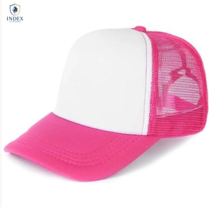 INDEX APPAREL Pink White Mesh Trucker Cap 6-Panel Adjustable Unisex Casual <b>Hat</b> Spring <b>Summer</b> Solid Color - Product Image 1