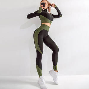 Ensemble de yoga pour femmes, tissu respirant hautement extensible, haut court et leggings, évacuation de l'humidité, vêtements de sport actifs pour la remise en forme - Product Image 6