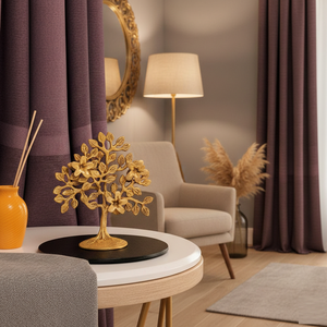 Sculpture d'arbre en métal exclusive avec base en bois, élégante décoration moderne pour la maison, pièce maîtresse pour le salon, le bureau ou une étagère. - Product Image 2