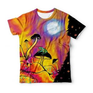 Psychedelic <b>Mushroom</b> Print Men's Short Sleeve T-<b>Shirt</b> Regular Fit O-Neck Casual Style Sublimation Transfer Print 100% Polyester - Product Image 2
