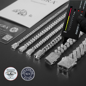 6mm-20mm Pass Diamond Tester 925 Sterling Silver Full Vvs Moissanite Iced Out Cuban Link Anklet Bangle <b>Bracelet</b> for <b>Men</b> Women - Product Image 2