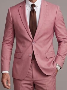 2026 Luxury Mens Dusty Pink Solid 2 Piece <b>Suit</b> Set Slim Fit Formal <b>Wedding</b> Prom Groom Business Blazer <b>Trousers</b> Chain Pin - Product Image 2