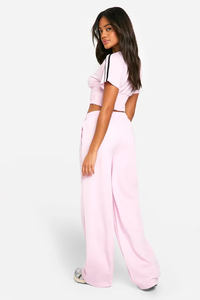 High Quality Pink <b>Women's</b> Tricot Side Stripe Straight Leg <b>Joggers</b> Terry <b>Fleece</b> Soft Touch <b>Women</b> Sweatpants <b>Women</b> Pants & Trouser - Product Image 5