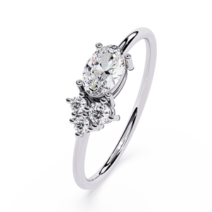 Platinum Oval Cut Diamond Engagement <b>Ring</b> With Natural Side Diamonds GIA Certified Classic Women's Jewelry - Product Image 2