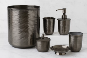 High End Luxury Metal <b>Bathroom</b> <b>Set</b> Tissue Box <b>Soap</b> <b>Dispenser</b> Toothbrush Holder Waste Bin - Product Image 6