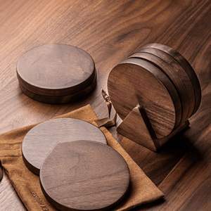 Factory Custom Beech Wooden <b>Tray</b> Lightly Customizable for Dining Tea Coaster Small Playpieces Kitchen Use Walnut Wood Coasters - Product Image 4