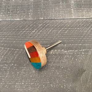 Poignée de meuble en résine et bois, style bohème, motif mosaïque, color block, faite à la main, pour tiroir, ronde, avec design géométrique - Product Image 4