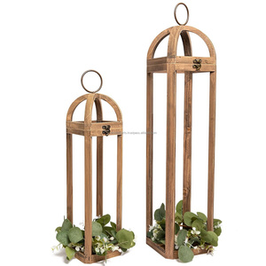 High on Demand Decor <b>Large</b> Rustic Farmhouse <b>Lantern</b> Decor Set of 2 Wooden <b>Lantern</b> for Home and Hotel Decoration - Product Image 1