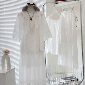 Jupe trapèze élégante blanche brodée taille haute longueur genou en dentelle de coton, douce, lavable, séchage rapide, idéale pour l'été décontracté - Product Image 6