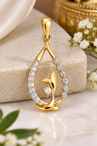 Colgante de Lágrima de Oro Sólido de 14K con Zirconia y Engaste de Bisel, Joyería Nupcial de Moda para Aniversario de Bodas - Product Image 3