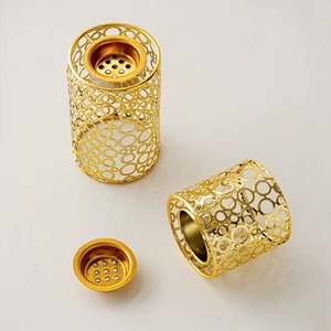 Golden Brass Incense Burner with Circular Pattern Aromatherapy <b>Diffuser</b> for All Season Use - Product Image 2