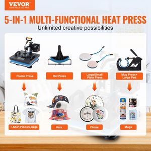 Presse à chaud multifonctionnelle 5-en-1 avec double écran LED 15 x 15 pouces pour sublimation de t-shirts – Taille unique pour un pressage pratique - Product Image 2