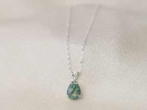 Pendentif en agate verte fait main en argent sterling 925, bijou pierre de naissance, collier élégant, cadeau pour femme - Product Image 4