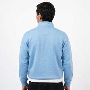 Sweat-shirt personnalisé pour homme avec fermeture éclair quart de tour, en coton épais French Terry, coupe classique, col montant, style décontracté urbain, pull-over - Product Image 2