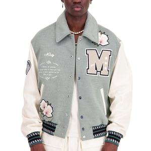 Veste de baseball personnalisée, broderie en chenille de qualité supérieure, patch logo, manches en cuir véritable, veste varsity respirante pour hommes - Product Image 2
