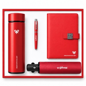 Coffret Cadeau Personnalisé et Sac en Papier Bouteille 500ml Parapluie Carnet Ensemble Cadeau avec Logo Kit de Bienvenue Employé Vente en Gros Faible MOQ - Product Image 1