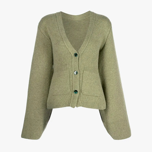 Make Your Custom Premium Quality Breathable Wool/Cashmere V-Neck Knitted Casual <b>Cardigans</b> <b>Sweaters</b> for Women Tie Belt - Product Image 5