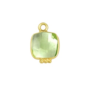 Pendentif breloque en améthyste verte en forme de coussin, fait main, serti clos, bijou pierre de naissance, vente en gros - Product Image 1