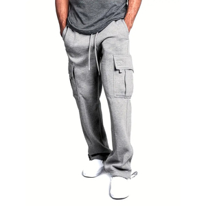 Pantalon de jogging cargo streetwear pour homme, multipoches, en molleton épais, coupe ample, en coton, avec logo personnalisé - Product Image 2