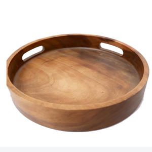 Plateau de rangement rond en bois d'acacia Kalea, léger et poli, pour la décoration de la maison - Product Image 3