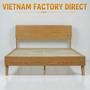 Vietnam-made for Retailers OEM/ODM Wooden Bed <b>Frame</b> Solid Oak Wood Platform Bed Minimalist Manufacturer Solid Bedroom Furniture - Product Image 1